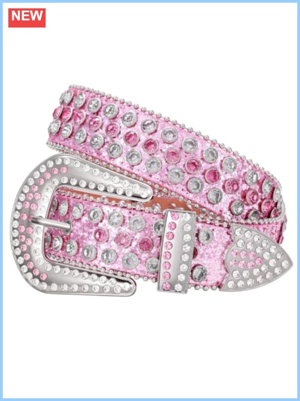 Rhinestone Studded Western Belt PU Leather Unisex Cowgirl Cowboy Waist Belt